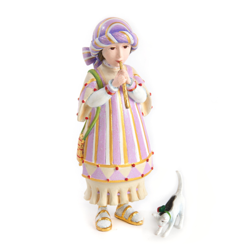 Ludibrium-Krinkles - Nativity Mini Figuren - Flöte spielendes Mädchen mit Kätzchen