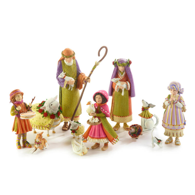 Ludibrium-Krinkles - Nativity Mini Figuren - Flöte spielendes Mädchen mit Kätzchen