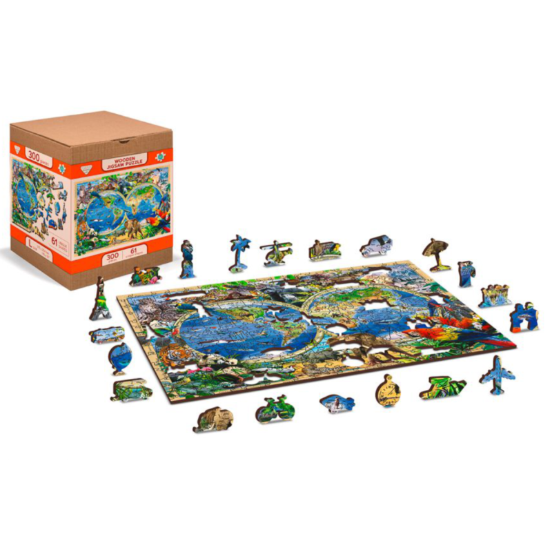 Ludibrium-Wooden.City - Holzpuzzle 2 in 1 "Karte Königreich der Tiere" - 150 Teile