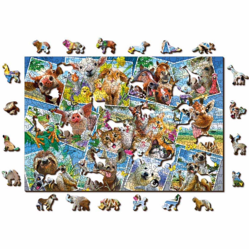 Wooden.City - Holzpuzzle 2 in 1 "Animal Postcards" - 500 Teile