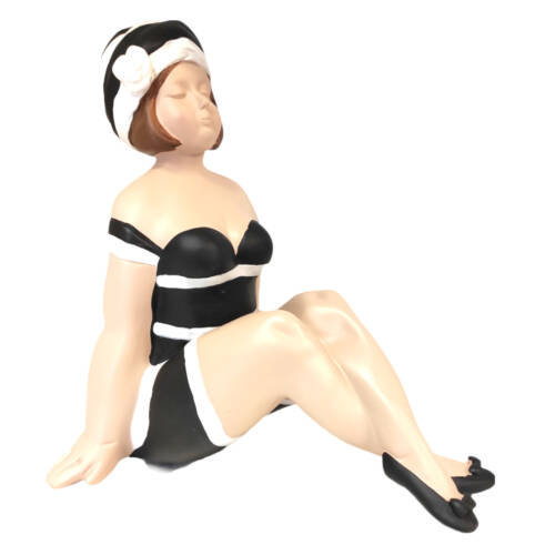 Ludibrium-Figur "Becky" sitzend mit gekreuzten Beinen - schwarz mit weissen Streifen
