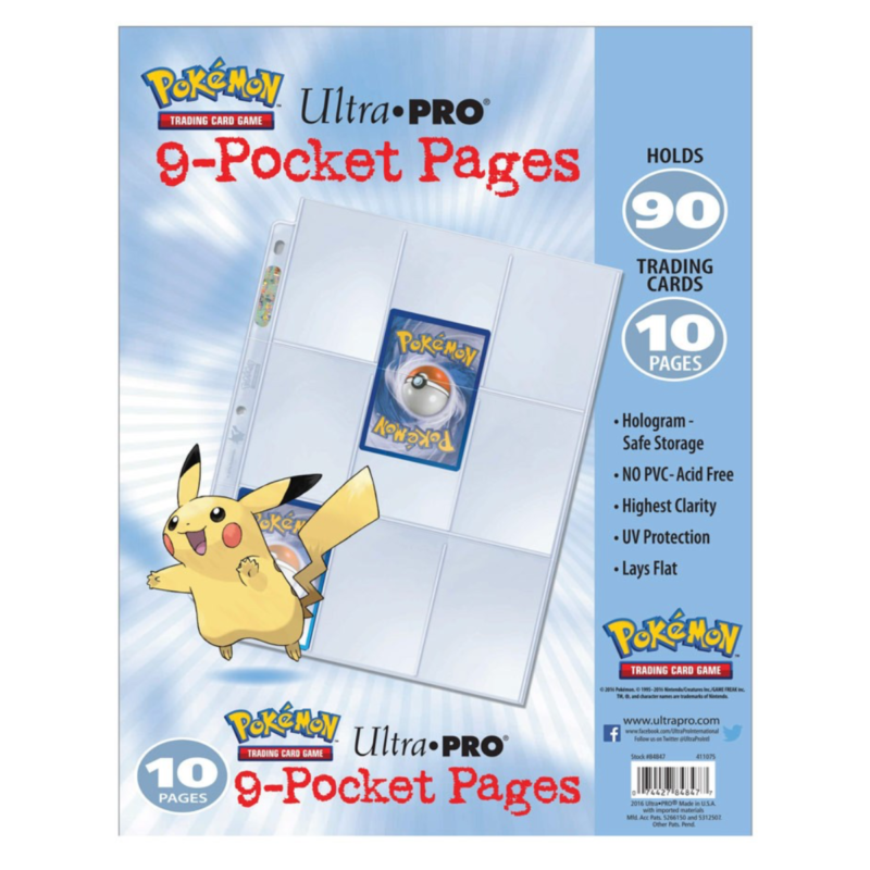 Ludibrium-Ultra Pro - Pokémon 9-Pocket-Seiten durchsichtig / 10 Seiten 3 Löcher
