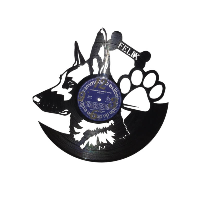 Schallplatten-Wanduhr - Motiv Hund