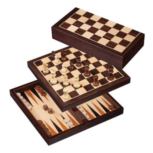 Ludibrium-Philos - Schach-Backgammon-Dame-Set - Feld 30 mm