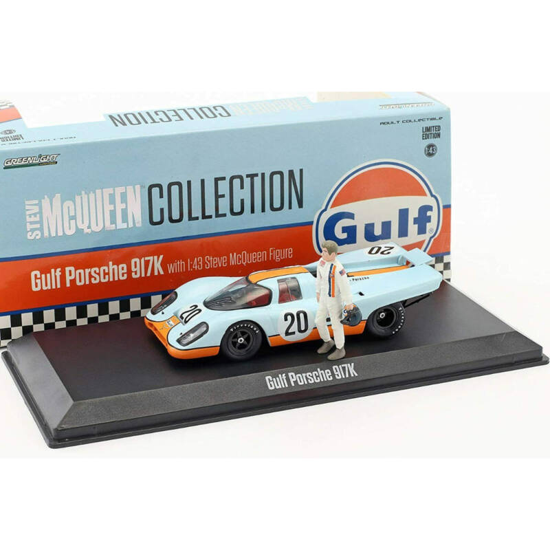 Greenlight Diecast metall - 1:43 - Porsche 917K Gulf mit Steve McQueen Figur