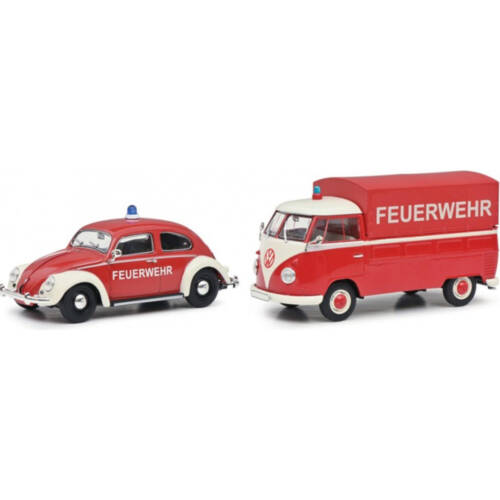 Schuco - MHI VW Käfer + VW T1 Pritsche "Feuerwehr" - 1:32