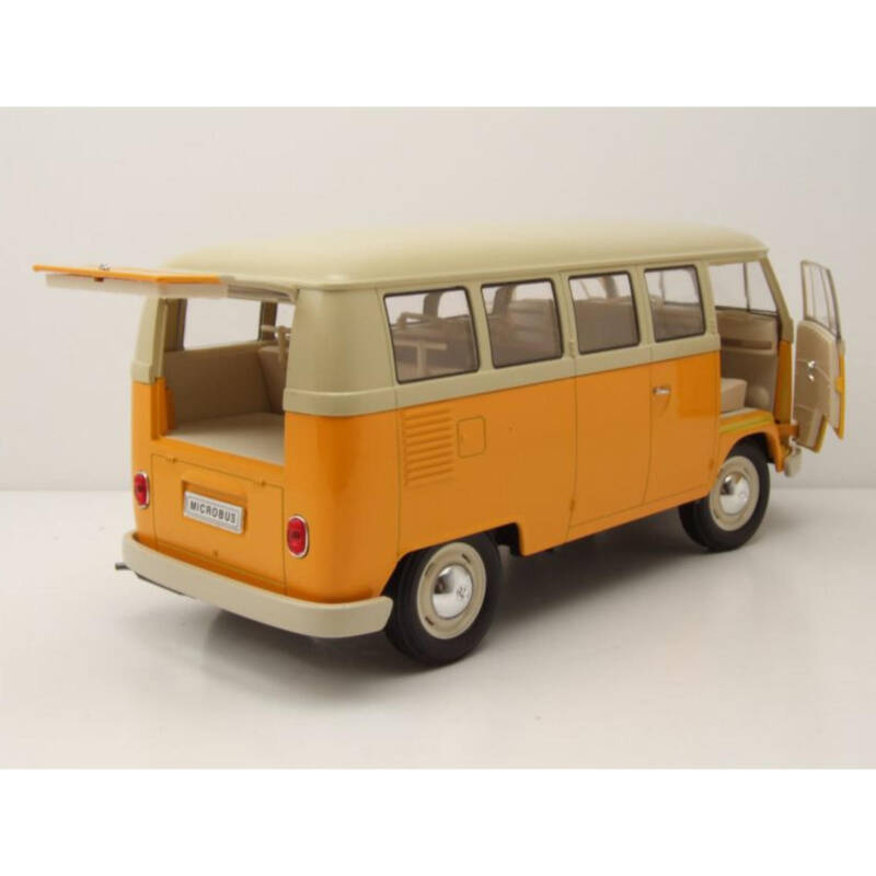 Welly 18054 - VW T1 Bus Fensterbus 1963 gelb beige Modellauto 1:18