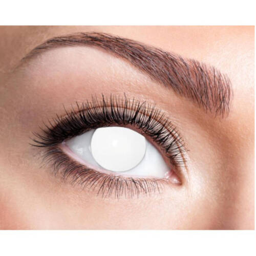 Kontaktlinsen "Blind White" bedeckt Iris und Pupille