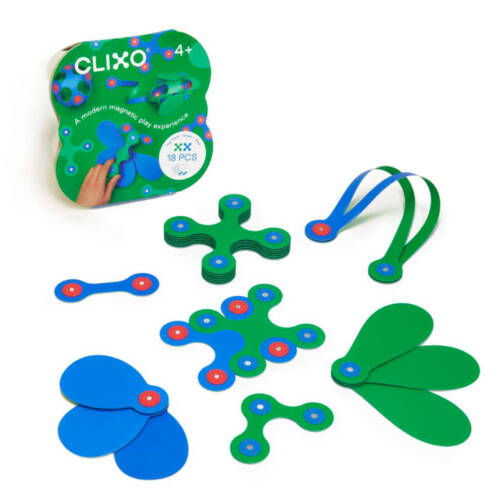 Ludibrium-CLIXO Itsy Pack - grün/blau mit 18 Spielscheiben - Magnetspielzeug