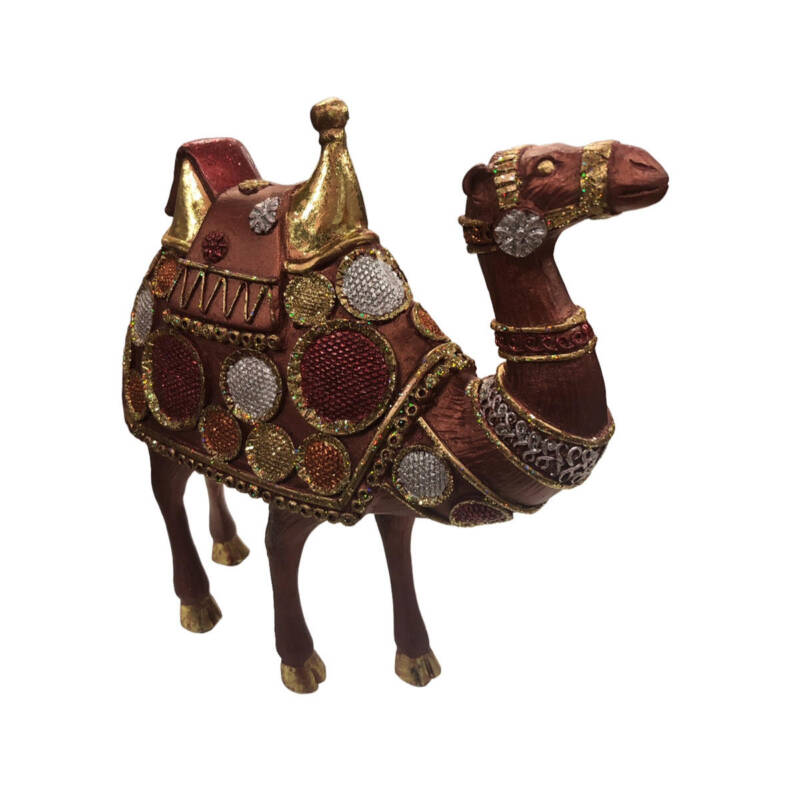 Kamel - dekorativ in Glitzergewand - 19 x 19 cm gross