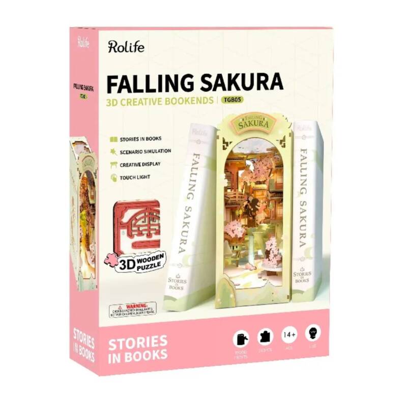 Ludibrium-Rolife TGB05 - Falling Sakura Bücherecken-Diorama - 3D Holzpuzzle