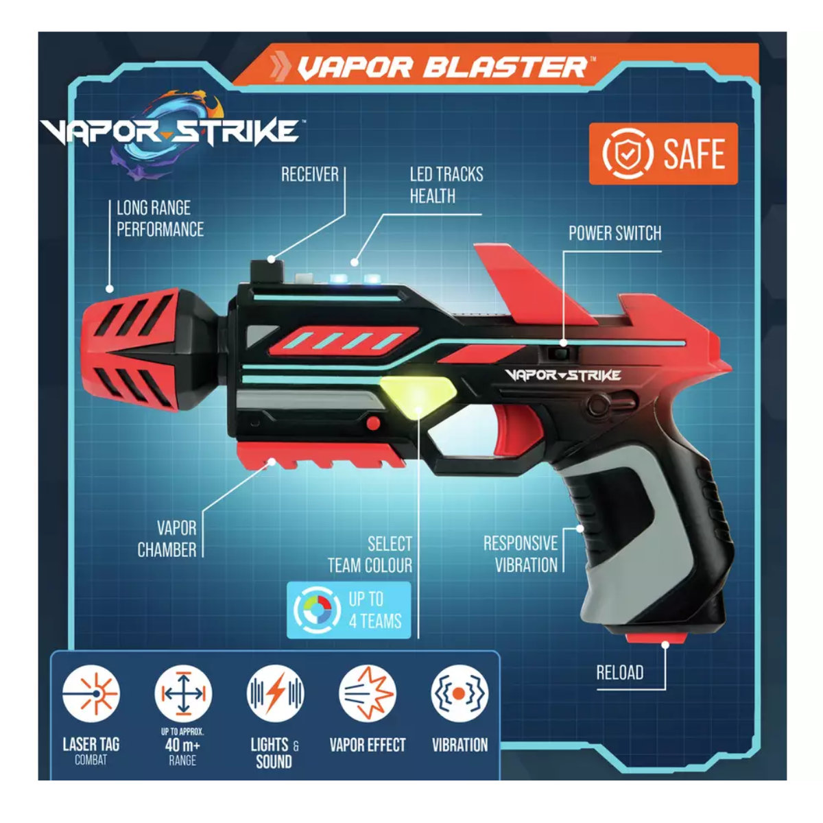 Vapor Strike Pistols Laser-Tag-Spiel 2-Player Set – Bild 4