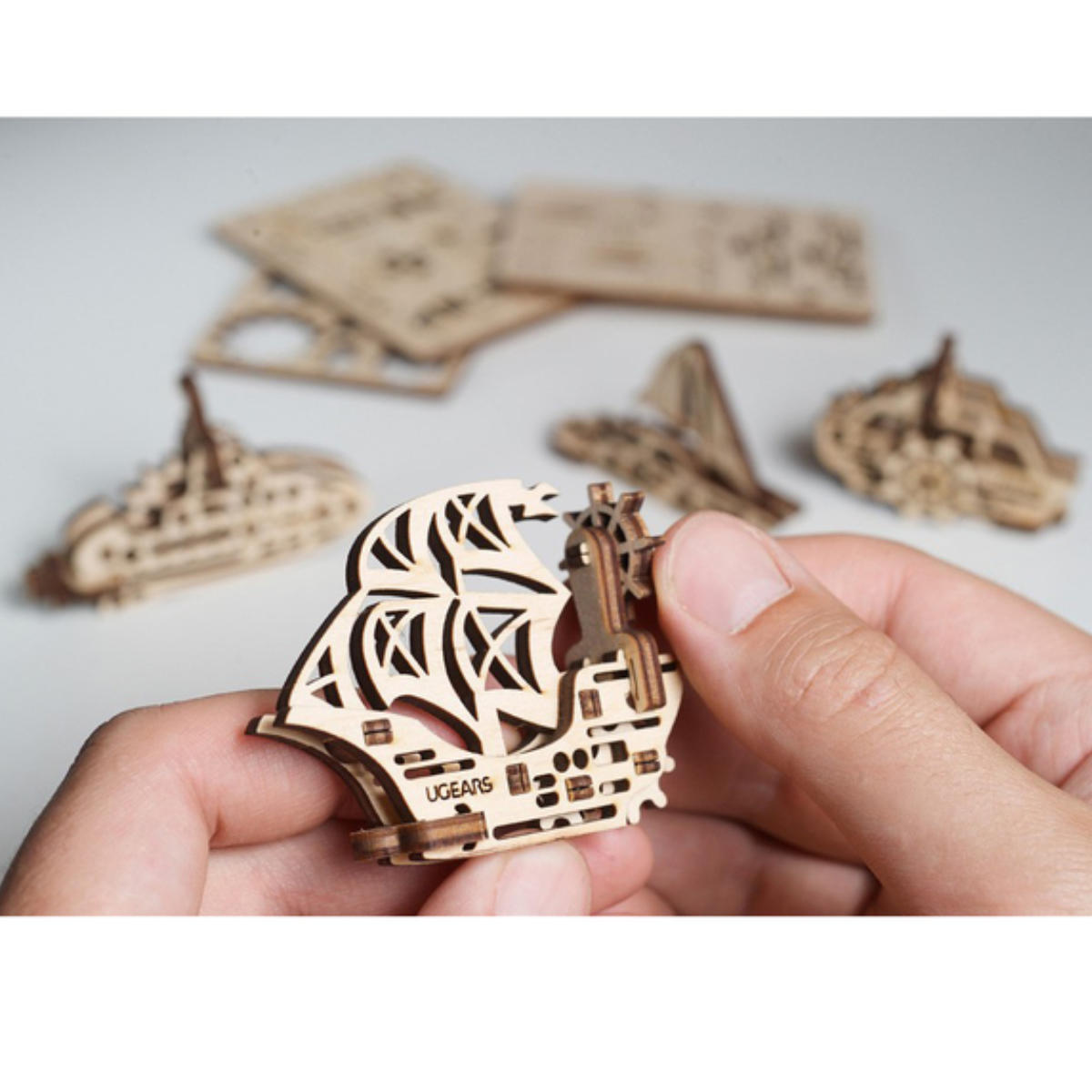 Ludibrium-UGEARS 70035 - U-Fidgets Schiffe - Einsteigerset 3-D Holzspielzeug