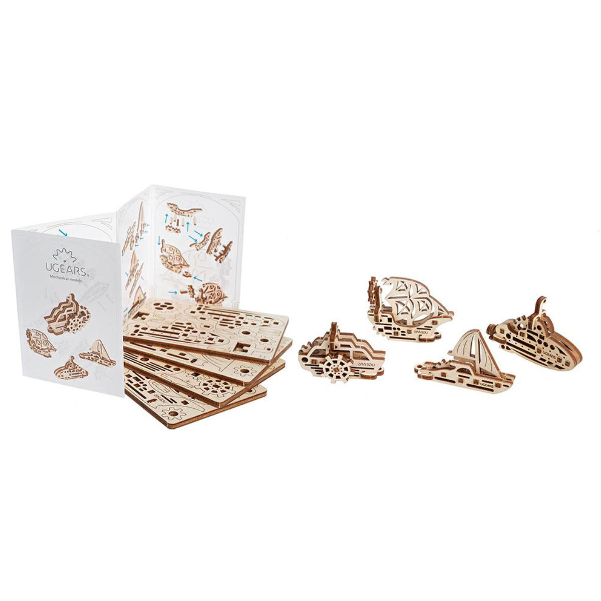 UGEARS 70035 - U-Fidgets Schiffe - Einsteigerset 3-D Holzspielzeug – Bild 3