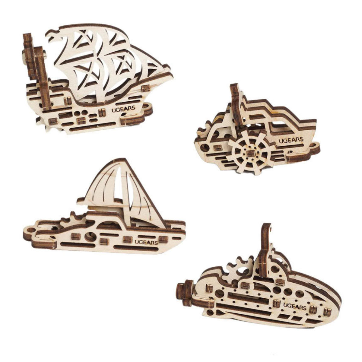 Ludibrium-UGEARS 70035 - U-Fidgets Schiffe - Einsteigerset 3-D Holzspielzeug