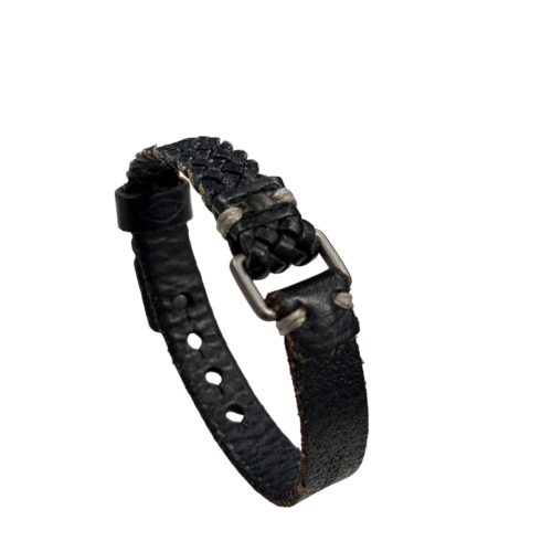 Herren Lederarmband schwarz – bis 23 cm Armumfang, 1,3 cm breit