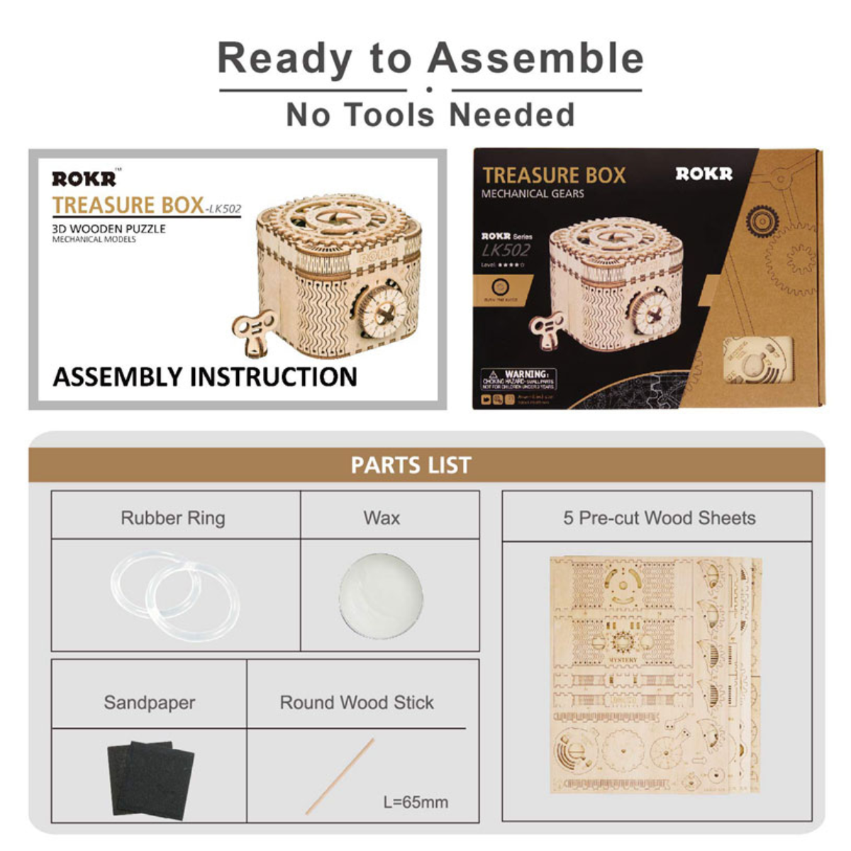 ROKR - Treasure Box LK502 - Holzbausatz – Bild 4